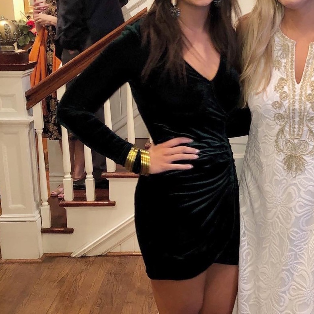 Dark Green Velvet Mini Dress